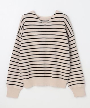 ANY 【8色展開】Vネックデイリーニット ベージュ×ブラック