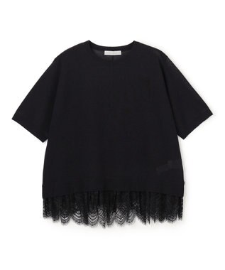 UNFILO レースドッキングニット クルーネック ブラック