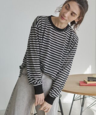 WEGO 【ANGIE VINTAGE】シアースラブボーダーロンＴ ブラックボーダー