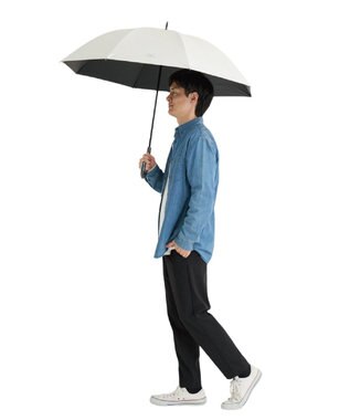 MOONBAT 【大きめ】MIZUNO メンズ 晴雨兼用日傘 長傘 RBロゴ 遮光 遮熱 UV ユニセックス ホワイト
