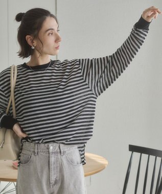 WEGO 【ANGIE VINTAGE】シアースラブボーダーロンＴ ブラックボーダー