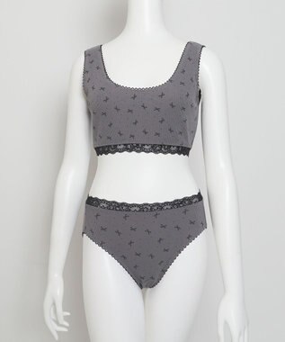 WEGO 【ハーフトップ＆ショーツセット】Liliane　Ciel　リボンドット グレー