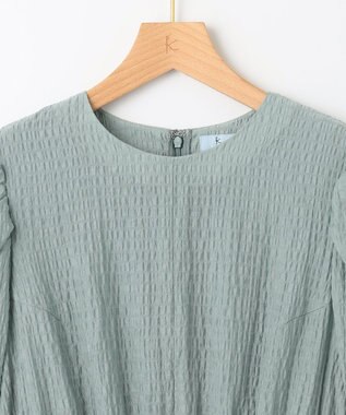 組曲 シャーリングライクシフォン ワンピース グリーン系