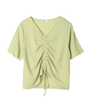 earth music&ecology ポコポコギャザードロストプルオーバー Lime Green