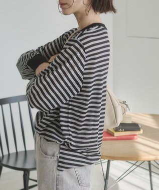 WEGO 【ANGIE VINTAGE】シアースラブボーダーロンＴ ブラックボーダー