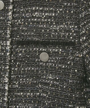 YECCA VECCA ノーカラーツイードジャケット Black