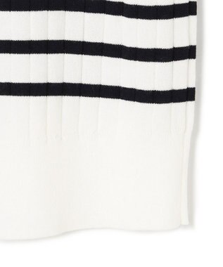 23区 【洗える】シルキーレーヨンワイドリブ ニット オフ×ネイビー