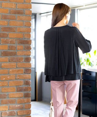 Tiaclasse 【新色追加・洗える】重ねヘムタックブラウス チャコールグレー