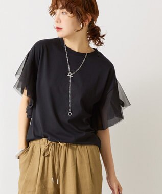 AMERICAN HOLIC 【WEB限定】袖チュールサイドスリットプルオーバー Black