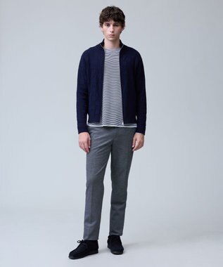 J.PRESS MEN 温かさと軽さの快適素材【ストレッチ / イージーケア】【FLEX YARN】リンクスフルジップ  ニットカーディガン ネイビー系