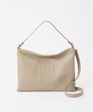 russet エンボスモノグラム ソフトレザーショルダーバッグ(CE-1547) GrayBeige