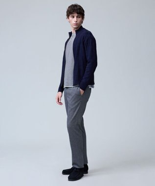 J.PRESS MEN 温かさと軽さの快適素材【ストレッチ / イージーケア】【FLEX YARN】リンクスフルジップ  ニットカーディガン ネイビー系