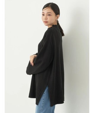 earth music&ecology アンチピリングリブハイネックチュニック Black