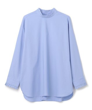 UNFILO フリルネックシャツ ブルー