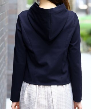 Tiaclasse 【UVカット・吸水速乾・洗える】 “きれい見え” カットソーラインフードパーカー ネイビー