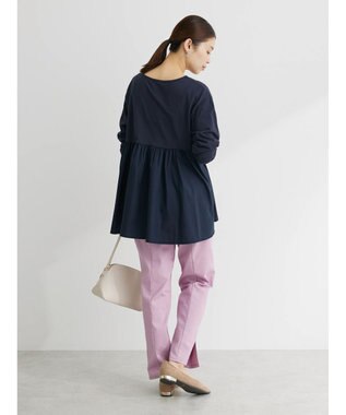 Green Parks バックギャザー布帛切替プルオーバー Navy