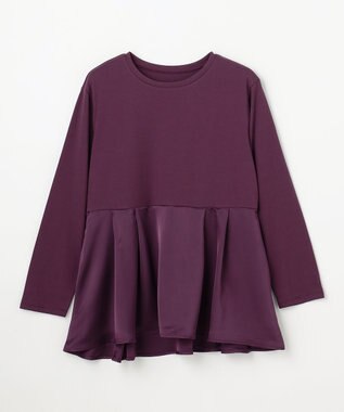 ANY L 【WEB限定】サテンコンビペプラムカットソー ワイン