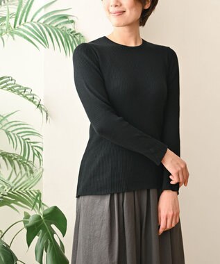 muuc 〈高品質シルク＆スーピマ超長綿〉〈洗えるニット〉〈通年着られる〉袖口模様編み プルオーバー