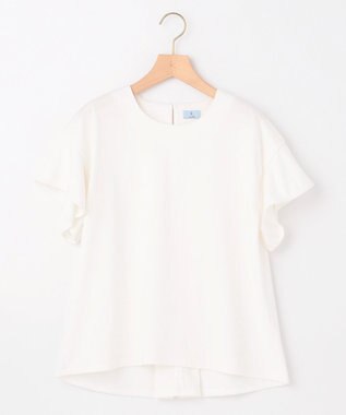 組曲 GIZAプレーティング天竺フリルスリーブ Tシャツ アイボリー系