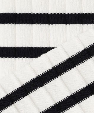 23区 【洗える】シルキーレーヨンワイドリブ ニット オフ×ネイビー