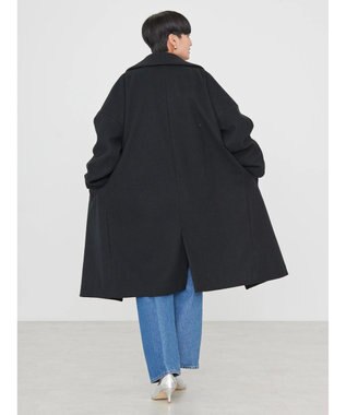 AMERICAN HOLIC 中空ＦＩＢＥＲドロップショルダーチェスターコート Black