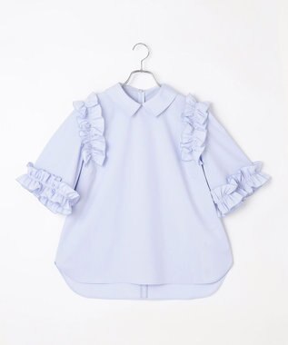 #Newans ロマンティックフリルディテールシャツ ライトブルー