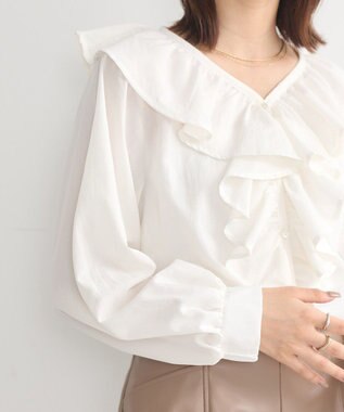 earth music&ecology ラッフルフリルシャツ Off White