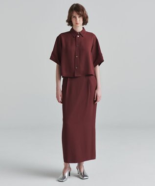 NAVE 【ReNAVE　洗える】アセテートギャバスカート バーガンディ