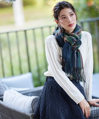 Tiaclasse L 【洗える】肩ボタンケーブルニットトップス オフホワイト