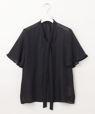 自由区 【洗える・XSサイズあり】シアードビー ブラウス ネイビー系