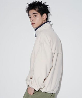 WEGO DISCUSフリースハーフジップPO ホワイトアイボリー