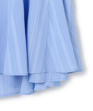 23区 【先行予約】ドビーストライプ クルーネック フレアブラウス スカイブルー系
