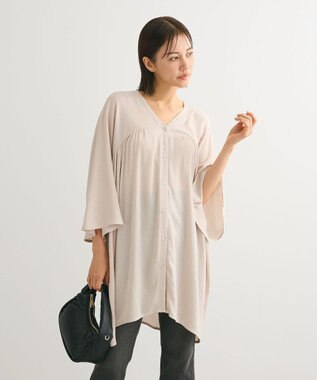 Green Parks クレープチュニック Gray Beige