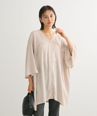 Green Parks クレープチュニック Gray Beige