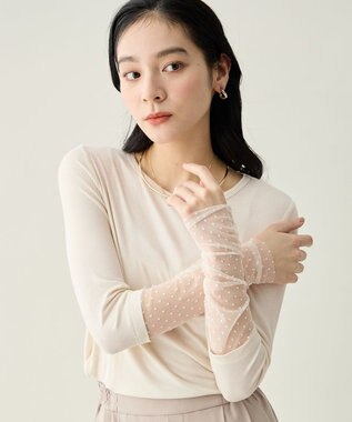 ANY 袖ドットチュールコンビインナー エクリュ