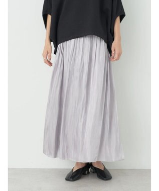 earth music&ecology シャイニーギャザースカート Light Gray