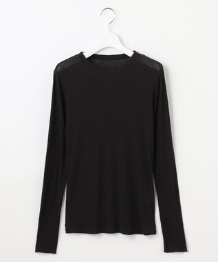 23区 【SLOW/一部店舗限定】シアーリブロンTEE クルーネック カットソー ブラック系