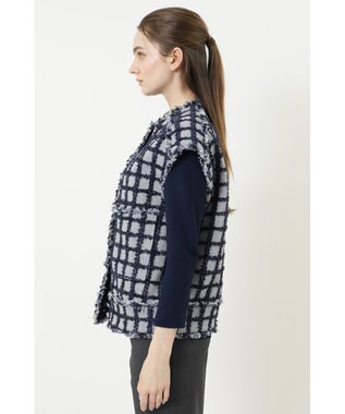 DAKS チェックツイードベスト ネイビー