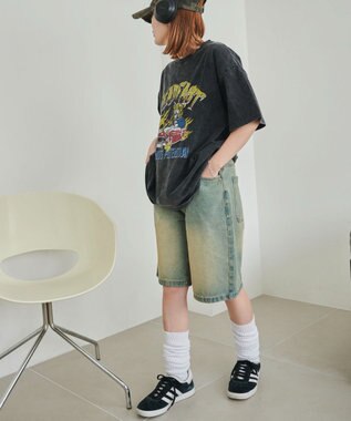 WEGO 【SMサイズ展開】ヴィンテージウォッシュデニムハーフパンツ デニム淡加工色