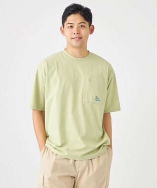 SHARE PARK MENS 【UVカット・吸水速乾・ストレッチ・軽量 】バックプリントポケットTシャツ（L・XLサイズ） 黄緑系