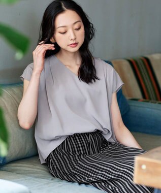 Tiaclasse 【洗える】大人こなれた印象のドッキングドロストワンピース グレー