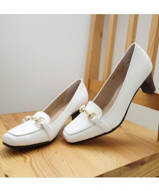 Pointer 日本製 ビット付きヒールアップローファー オフホワイト