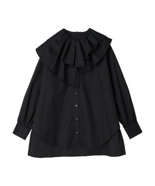 earth music&ecology ラッフルフリルチュニックブラウス Black