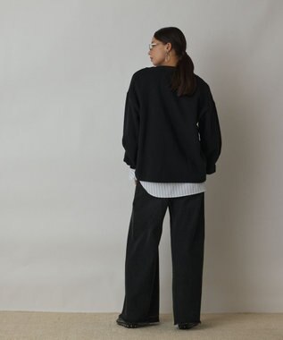 GRACE CONTINENTAL Catphoto裏毛トップ ブラック