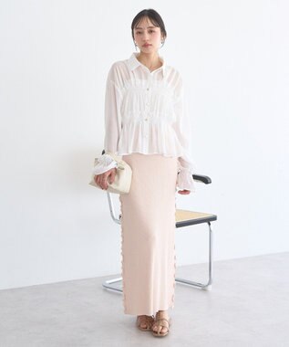 earth music&ecology シャーリングストライプシャツ Stripe White