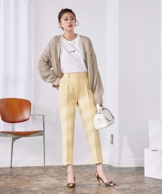 Tiaclasse 【洗える】ケーブル編みショート丈カーディガン ベージュ