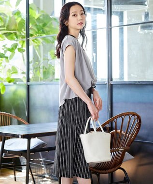 Tiaclasse 【洗える】大人こなれた印象のドッキングドロストワンピース グレー