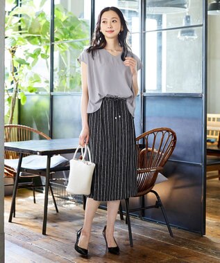 Tiaclasse 【洗える】大人こなれた印象のドッキングドロストワンピース グレー