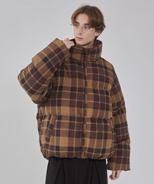 WEGO 【ユニセックス着用ITEM/MLサイズ展開】チェックパファーブルゾン ブラウンチェック1