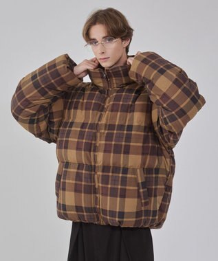 WEGO 【ユニセックス着用ITEM/MLサイズ展開】チェックパファーブルゾン ブラウンチェック1